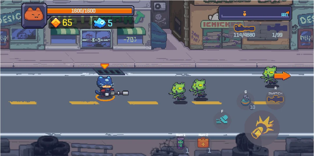 Đội trưởng Mèo bắn Zombie
