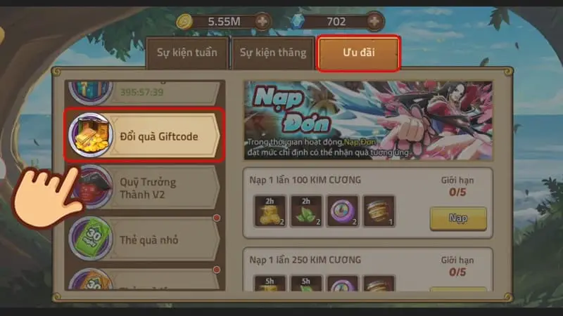code Huyền Thoại Hải Tặc 2
